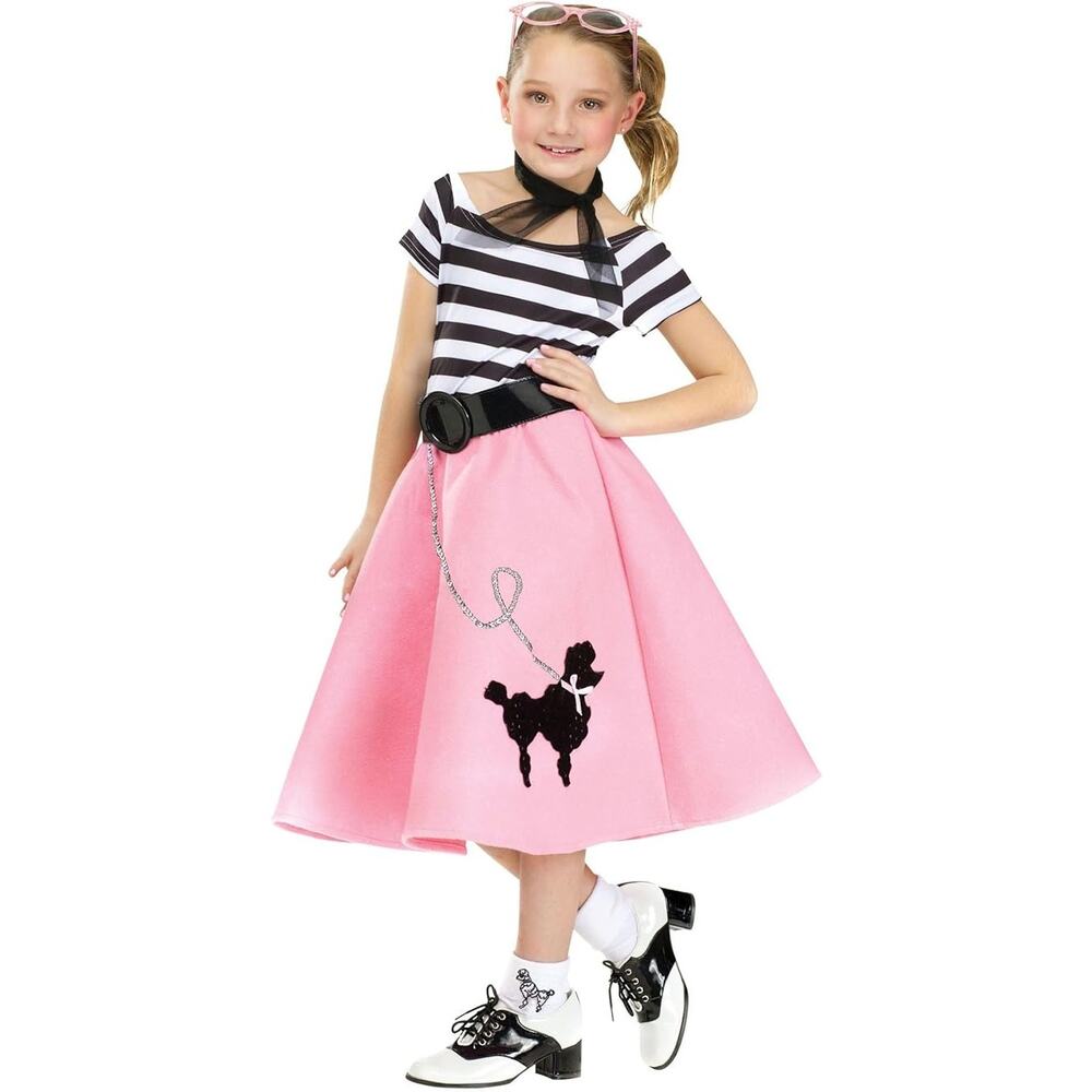 NWT 50s Soda Shop Sweetie Costume Girls sz Large 12-14 Poodle Skirt Fun World